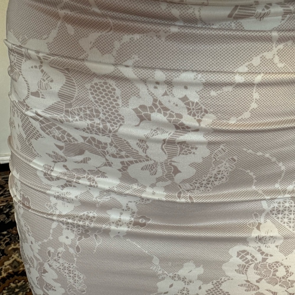 White Lace print Maxi Dress